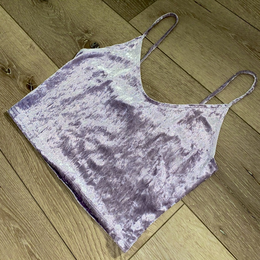 Lavender Crushed Velvet Crop Top